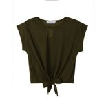 Cotton Crop Top Short Sleeve Round Neck Knot Design Casual Wear for Women Wholesale Available