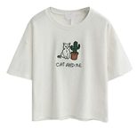 Cotton Crop Top Short Sleeve Cactus Embroidery Casual Style Summer Wear for Women Wholesale Avai