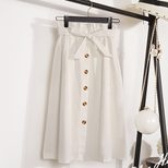 High Waisted A Line Midi Skirt Floral Print Button Closure Comfortable Fit Summer Fashion for Women Wholesale