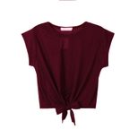 Cotton Crop Top Short Sleeve Round Neck Knot Design Casual Wear for Women Wholesale Available