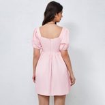 Womens Slim Fit Dress V Neck Ruched Front Waist Defining Elegant Evening Wear OEM Available
