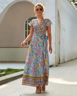 Summer Floral Maxi Dress for Women Casual Sexy Comfortable Perfect for Vacation Ready to Ship
