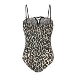 Leopard Print Bodysuit Sexy Hollow Out Adjustable Straps Night Out Party Wear Wholesale Availabl