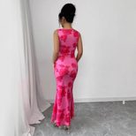 Sleeveless Floral Maxi Dress for Women Elegant Straight Fit Vacation or Casual Wear