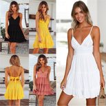 Lace Spaghetti Strap Dress Sexy Backless Design Bow Detail Available in 3 Colors Perfect for Par