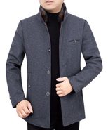Mens Mid Length Fleece Lined Coat Removable Fur Collar Warm Insulation Stylish Design Ideal for