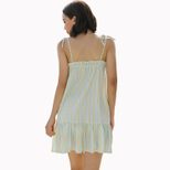 Striped Ruffle Hem Dress Bow Tie Straps Elegant Design Lightweight Fabric Perfect for Summer Eve
