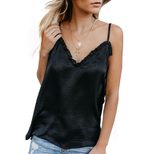 Summer Womens V Neck Cami Top Ruffled Hem Backless Design European Style Casual Wear for Warm We