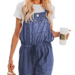 Plus Size Womens Denim Overalls Loose Fit Stretch Waistband Spring Summer Style Casual Wear Whol