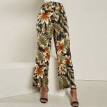 High Waisted Floral Wide Leg Pants Versatile Design Comfortable Fit Ideal for Vacation Wholesale