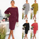 Womens Long Sleeve Knit Dress Mid Length Casual Style Comfortable Fabric Spring Summer Collectio