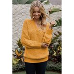 Womens V Neck Ribbed Knit Sweater Long Sleeve Solid Color Cozy Fabric Autumn Winter Casual Wear