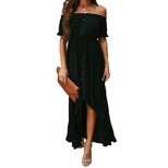 Womens Casual Dress Solid Color Sexy Backless Ruffled Hem Mid Length custom packaging