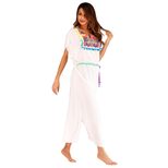 Embroidered Colorful Tassel Split Long Beach Cover Up Dress Stylish Bohemian Design Perfect for