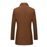 Mens Business Overcoat Thick Wool Blend Single Breasted Mid Length Suit Collar Formal Wear Winte