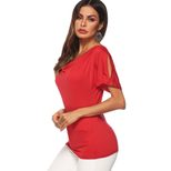 Plain Color Short Sleeve T Shirt Round Neck Off Shoulder Casual Style Perfect for Summer Wear Wh