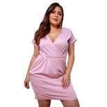 Plus Size Solid Color V Neck Dress Original Designer Style Spring Summer Fashion Wholesale Avail