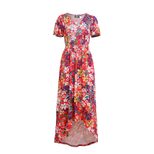 Womens Floral Maxi Dress Short Sleeve V Neck High Waist Elegant Casual Wear customizable