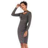 Knitted Bodycon Dress Long Sleeve Mid Length Slim Fit Comfortable Fabric Spring Fashion for Wome