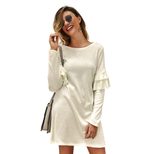 Knitted Sweater Dress Original Design Long Sleeve Round Neck Cozy Fabric Autumn Winter Fashion W