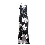 Womens Floral Print Maxi Dress V Neck Sleeveless Beachwear Summer Casual Style