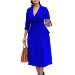 Double Breasted Blazer Dress Elegant Solid Color Mid Length Stylish Design Perfect for Business