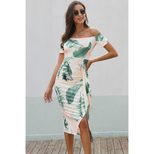 Floral Evening Dress Off Shoulder Mid Length Split Hem Birthday Party Cocktail Event Wholesale A