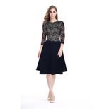 Cotton Patchwork Midi Dress for Women Round Neck Short Sleeve Elegant Style Summer