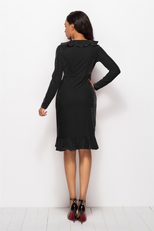 Plus Size Womens Gold Velvet Dress with Ruffle Hem and V Neck for Parties and Events