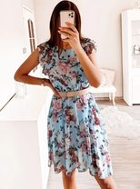 Floral Print Ruffle Sleeve Chiffon Dress for Summer Vacation Lightweight Comfortable Casual Wear