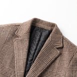 Mens Mid Length Plaid Wool Blend Overcoat Thickened Warm Stylish Perfect for Autumn and Winter W