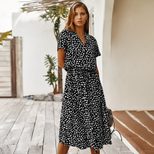 Polka Dot Short Sleeve Dress for Women Shirt Collar Summer Style Available in S to XL Wholesale Supply