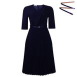 V Neck Pleated Dress Solid Color Fashionable Elegant Perfect for African Occasions Wholesale Ava