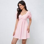 Womens Slim Fit Dress V Neck Ruched Front Waist Defining Elegant Evening Wear OEM Available