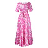 Fashionable Womens African Print Short Sleeve A Line Dress Elegant Tie Design Perfect for Summer