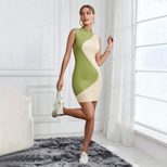 Color Block Bodycon Dress Striped Design Slim Fit Sexy Style Perfect for Parties and Night Out W