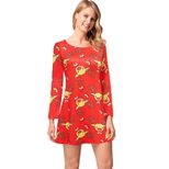 Long Sleeve Cartoon Print Midi Dress for Women Autumn Winter Style Available in Multiple Sizes Wholesale Ready