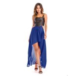 Chiffon Spliced Maxi Dress Sleeveless Waist Exposing Elegant Design Spring Summer Fashion for Wo