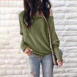 Off Shoulder Lantern Sleeve T Shirt for Women Casual Batwing Design Lightweight Fabric Autumn Collection