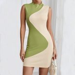 Color Block Bodycon Dress Striped Design Slim Fit Sexy Style Perfect for Parties and Night Out W