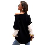 Knitted Patchwork Sweater Stylish Design Comfortable Fit Warm Fabric Autumn Winter Fashion for Women OEM Availab