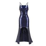 Summer Womens Sequin Maxi Dress Elegant A Line Silhouette Sleeveless Spaghetti Strap
