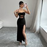 Lace Cutout Sexy Maxi Dress for Women Elegant Black Sleeveless Summer Style Perfect for Parties