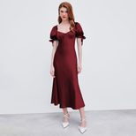 Red Satin Mermaid Dress Waist Defining Elegant Design Perfect for Parties and Gatherings Wholesa