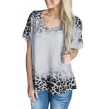 Leopard Print Womens T Shirt V Neck Short Sleeve Loose Fit Casual Style Summer Wear Wholesale Av