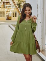 Fashionable Womens Long Sleeve Dress Original Design Solid Color Spring Summer Style Wholesale A