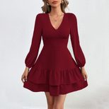 Womens Long Sleeve Dress Sexy Backless Design Ruffle Hem Elegant Style Perfect for Autumn and Wi