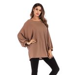 Plus Size Batwing Sleeve T Shirt for Women Loose Fit Solid Color Round Neck Casual Wear Wholesal