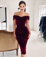 Off Shoulder A Line Dress Elegant Commuter Style Comfortable Fabric Perfect for Parties and Even