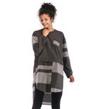 Womens Color Block Loose Dress Asymmetrical Plaid Design Round Neck Long Sleeve Autumn Winter Fa